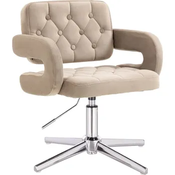 LuxuryForm DESIGN Kosmetická židle ADRIA VELUR na stříbrném kříži - latte