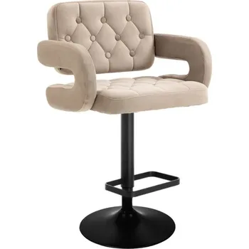 Barová židle LuxuryForm DESIGN Barová židle ADRIA VELUR na černém talíři - latte