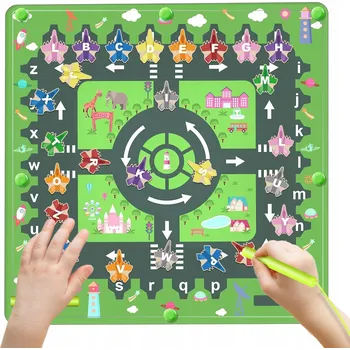 Dřevěná hračka MAGNETICKÝ EDUKAČNÍ LABYRINT LOGICKÁ HRAČKA PRO DĚTI MONTESSORI