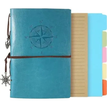 Kalendář Linkovaný zápisník, vintage zápisník z umělé kůže se 160 linkovanými stránkami a 5 dělicími