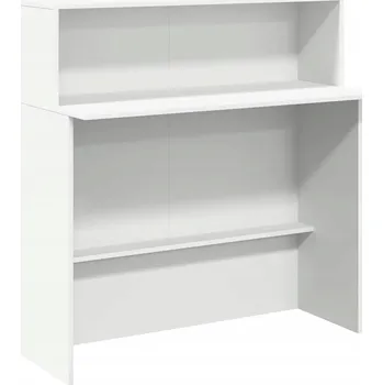 Konferenční stolek Recepční pult s poličkou, bílý, 100 x 50 x 103,5 cm, dřevěná konstrukce