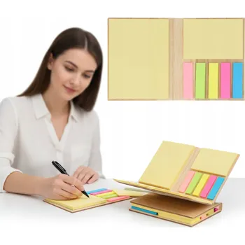 Blok Samolepicí bločky Notes v dřevěném rámečku, barevné lístky, zápisník
