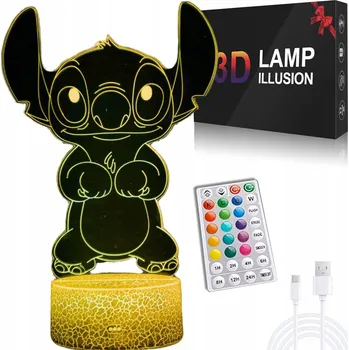 Lampička NOČNÍ LAMPA LED 3D Pro Děti Pohádka Lilo a Stitch
