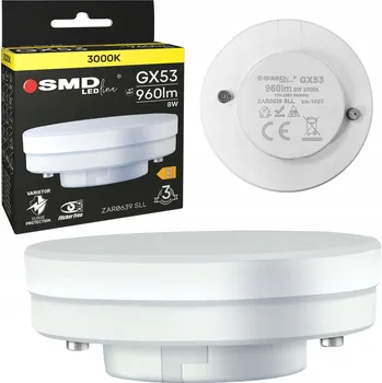 Žárovka LED žárovka GX53 8W 960lm Halogenová Náhrada Úsporná 3000K Bez Blikání