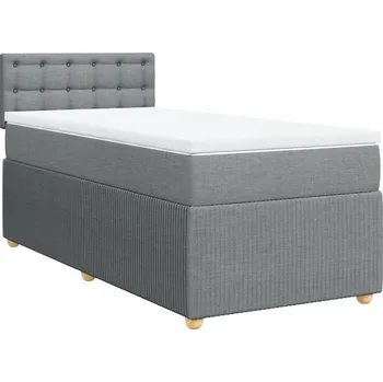 Postel Kontinentální postel světle šedá 200 x 100 x 100,5 cm s matrací a topperem