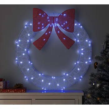 Vánoční dekorace vidaXL Věnec s 80 LED diodami Modrá 92 x 9.5 x 92 cm Akryl [42019127]