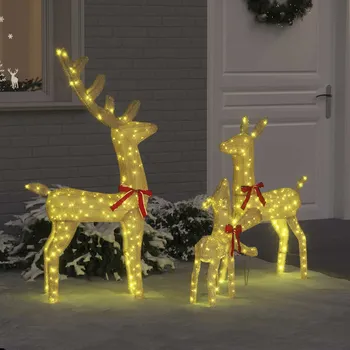 Bytová dekorace Rodina sobů 3 pcs Teplá bílá 68 x 26 x 127 cm textil