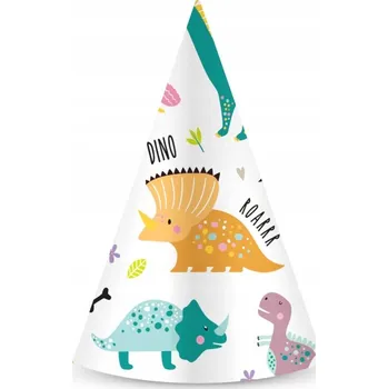 Čepice Papírové čepičky dinosauři narozeninové dino 6 Ks