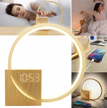 Lampička NOČNÍ LAMPA DOTYKOVÁ STOLNÍ LAMPA S BUDÍKEM, STMÍVATELNÁ, BÍLÝ ŠUM A HODINY