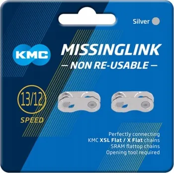 Řetěz na kolo Spojka řetězu pro 12rychlostní řetězy KMC FLATNR, 2ks, stříbrná
