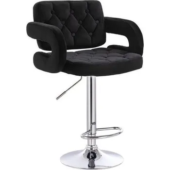 Barová židle LuxuryForm DESIGN Barová židle ADRIA VELUR na stříbrném talíři - černá