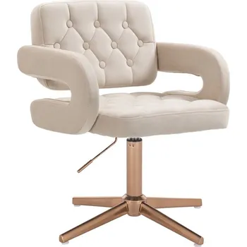 LuxuryForm DESIGN Kosmetická židle ADRIA VELUR na zlatém kříži - krémová