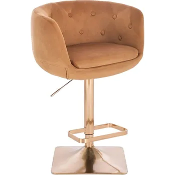 Barová židle LuxuryForm DESIGN Barová židle MONTANA VELUR na zlaté hranaté podstavě - medová