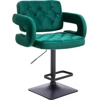 Barová židle LuxuryForm DESIGN Barová židle ADRIA VELUR na černé hranaté podstavě - zelená