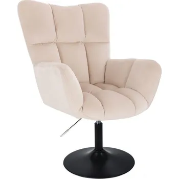Křeslo AURORA VELUR na černém talíři - krémové