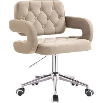 Barová židle LuxuryForm DESIGN Židle ADRIA VELUR na stříbrné podstavě s kolečky - latte