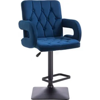 Barová židle LuxuryForm DESIGN Barová židle BOSTON VELUR na černé hranaté podstavě - modrá