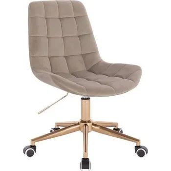 LuxuryForm DESIGN Kosmetická židle PARIS VELUR na zlaté podstavě s kolečky - latte