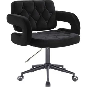 LuxuryForm DESIGN Kosmetická židle ADRIA VELUR na černé podstavě s kolečky - černá