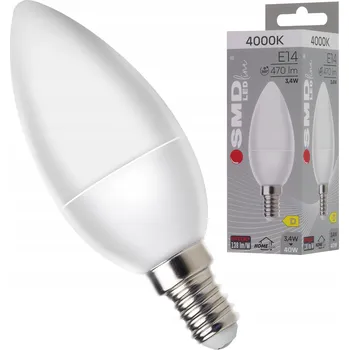 Žárovka LED ŽÁROVKA E14 SVÍČKA 470lm 4000K NEUTRÁLNÍ BÍLÁ C37 3,4W = 40W