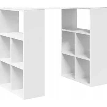 Psací stůl Bílý psací stůl s policemi 90 x 50 x 75 cm, dřevěný kompozit