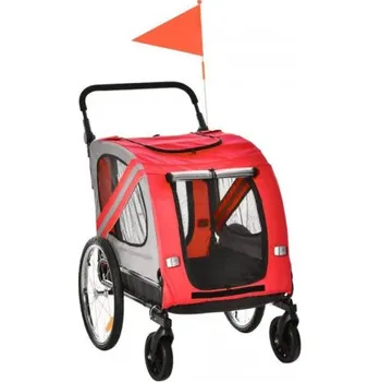Kočárek pro psa BRAVSON GROUP s.r.o. Vozík za kolo pro psy 2v1 PAWHUT D00-144RD, červený