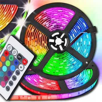 LED páska LED PÁSEK RGB BAREVNÉ LED DIODY VODĚODOLNÁ LED LIŠTA NA STROP 5m DÁLKOVÝ OVLADAČ