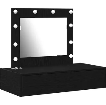 Toaletní stolek Černá toaletní stolek se zrcadlem a zásuvkou, rozměry 83 x 40 x 70 cm