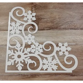 Vánoce Bílý výřez na okno - vločky rohové - 30x30cm