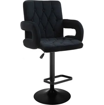 Barová židle LuxuryForm DESIGN Barová židle BOSTON VELUR na černém talíři - černá