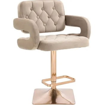 Barová židle LuxuryForm DESIGN Barová židle ADRIA VELUR na zlaté hranaté podstavě - latte