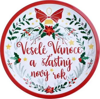 PODNOS KULATÝ VESELÉ VÁNOCE 26x2,5CM PLECH