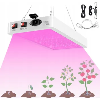 LAMPA PRO RŮST ROSTLIN PANEL PRO PĚSTOVÁNÍ 216 LED + LANA SILNÁ 24W ZÁVĚSNÁ