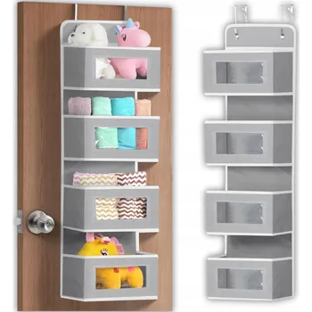 Úložný box ZÁVĚSNÝ ORGANIZÉR NA DVEŘE SKŘÍNĚ DO KOUPELNY HRAČKY KAPSY KOŠ 4 POLICE