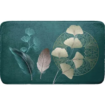 Koupelnová předložka Koupelnová předložka Ginko, 75 × 45 cm, mikrovlákno, zelená, listy&nbsp;1801153