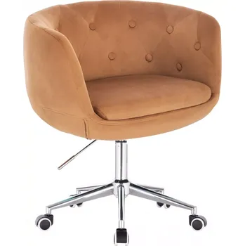 LuxuryForm DESIGN Kosmetické křeslo MONTANA VELUR na stříbrné podstavě s kolečky - hnědé