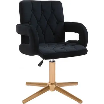 LuxuryForm DESIGN Kosmetická židle BOSTON VELUR na zlatém kříži - černá