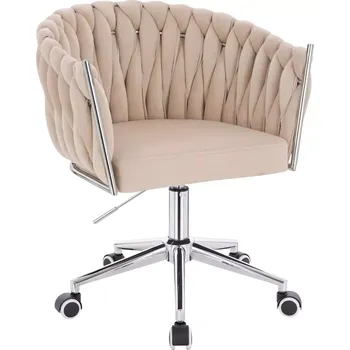 LuxuryForm DESIGN Židle NORDEN VELUR na stříbrné podstavě s kolečky - krémová