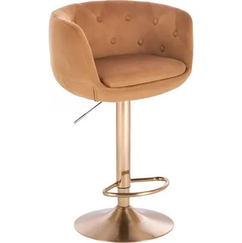 Barová židle LuxuryForm DESIGN Barová židle MONTANA VELUR na zlatém talíři - medová