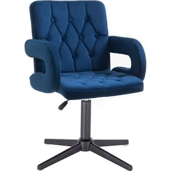 LuxuryForm DESIGN Kosmetická židle BOSTON VELUR na černém kříži - modrá