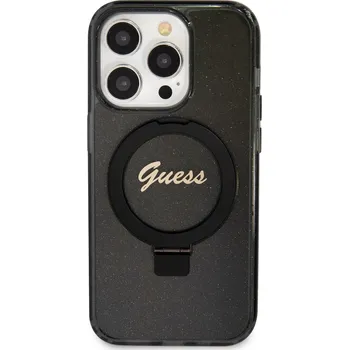 Pouzdro na mobilní telefon Zadní kryt Guess IML Ring Stand Glitter MagSafe pro Apple iPhone 15 Pro Max, black