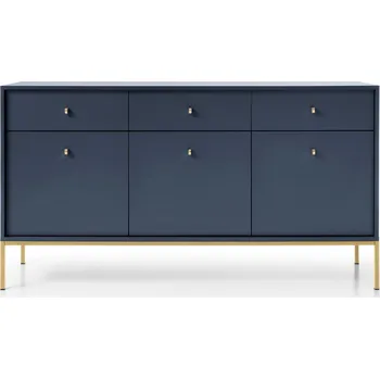 Komoda Elegantní tmavě modrá komoda 153 cm, moderní design, zlatý rám