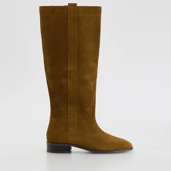 Dámské kozačky Reserved - Semišové kozačky - zlatavá hnědá - 926FE-82X - 926FE-82X-37