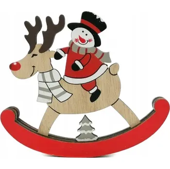 Obraz Dřevěná figurka sněhuláka a sob 9 Cm