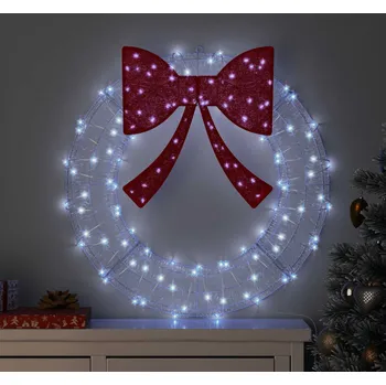 Vánoční dekorace vidaXL Věnec s 60 LED diodami Studená bílá 76 x 8.5 x 76 cm Akryl [42019122]