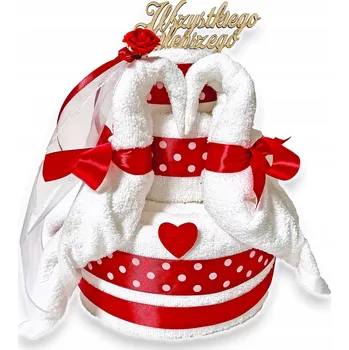 Sada ručníků a osušek PREZENTEX Dort Labutí - Vyrobeno ze 6 ručníků - DÁREK Svatba svatby Narozeniny