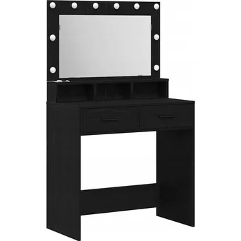 Toaletní stolek Toaletní Stolek se zrcadlem a LED osvětlením, černý dub, 79 x 41 x 135 cm