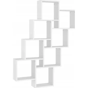 police Bílá nástěnná police ve tvaru kostek 90 x 15 x 119 cm