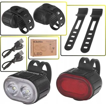 Cyklosvítilna Vodotěsné USB světlo na kolo IPX4 - sada přední a zadní K02312