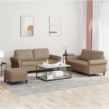 Sedací souprava vidaXL 3dílná sedací souprava s poduškami umělá kůže [3202155] Barva: cappuccino